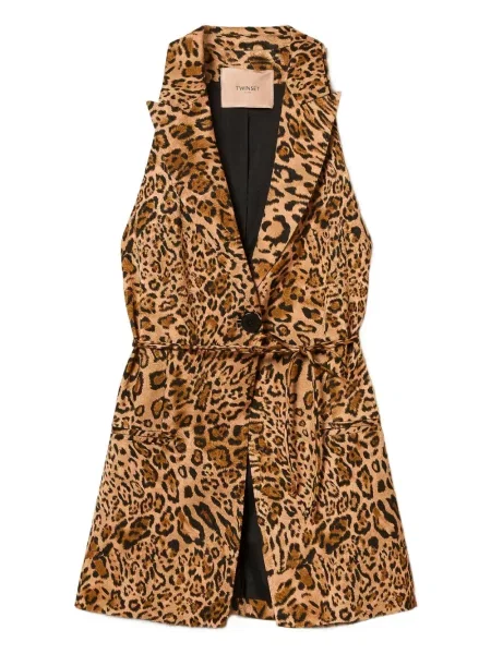 Vestă Twinset cu imagine cu model leopard maro