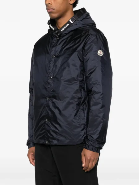 Geacă Moncler cu glugă albastru