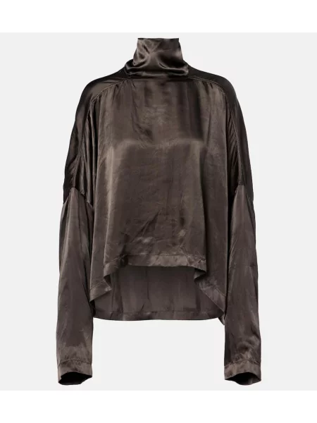 Top Rick Owens din satin asimetric maro