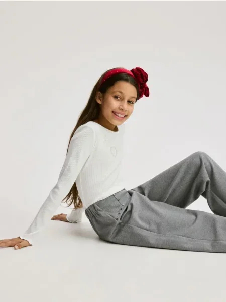 Reserved Штани зі стразами темно-сірий сірі