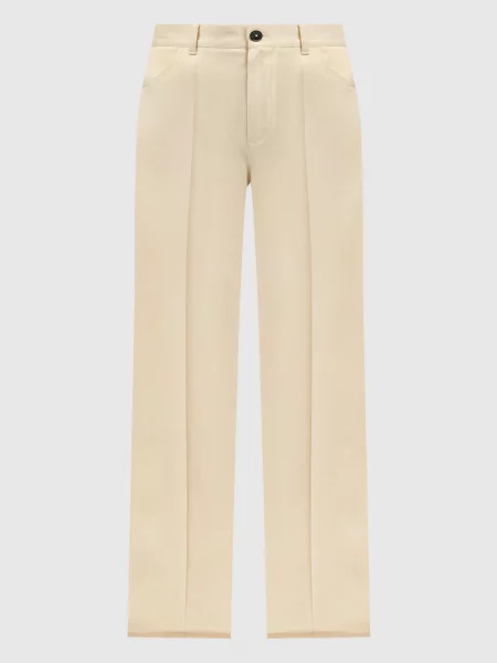 Шерстяные брюки Jil Sander бежевые