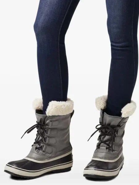 Botine Sorel cu șireturi din dantelă gri