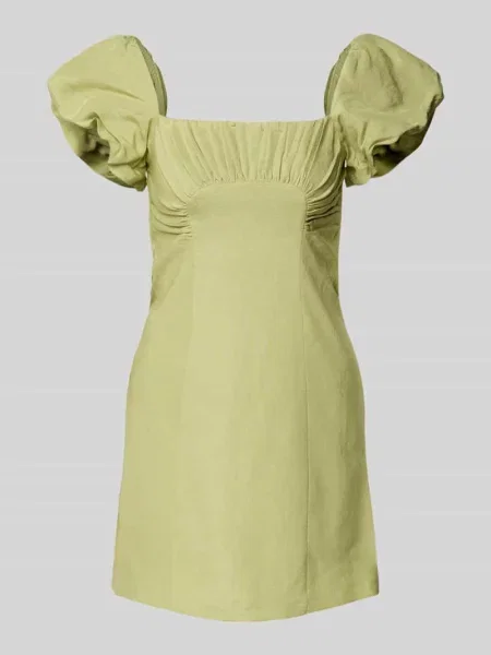 Sukienka koktajlowa z mieszanki lnu z bufiastymi rękawami model ‘Aspen Ruched’ Forever New