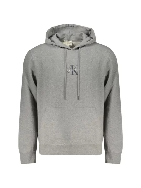 Hanorac cu glugă Calvin Klein cu imagine cu cordon gri