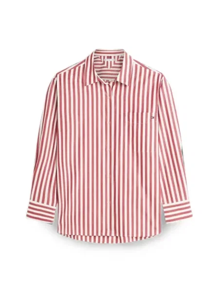 Cămașă Tommy Hilfiger cu dungi roșu