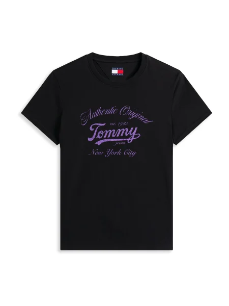 Tommy Jeans Tricou Essential lila negru