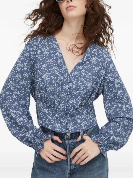Top Levi's® din piele de căprioară cu model floral cu imagine albastru