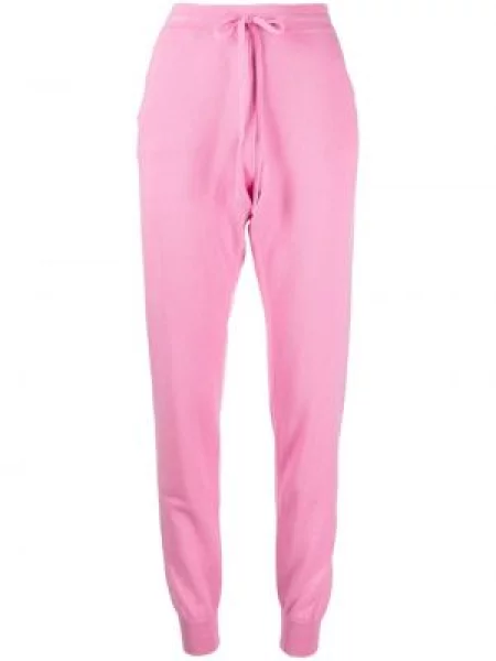 Pantaloni Teddy Cashmere cu broderie din cașmir teddy roz