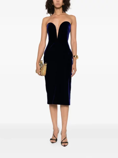 Rochie Tom Ford de catifea de costum albastru