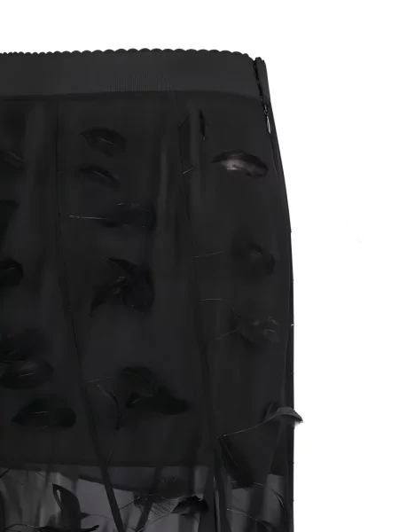 Fustă midi The Attico cu pene asimetrică negru