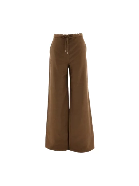 Spodnie Max Mara Studio wełniane brązowe