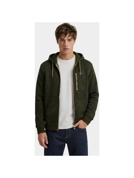 Bluza z kapturem Superdry Storm Fleece Full Zip zielony khaki S beżowy