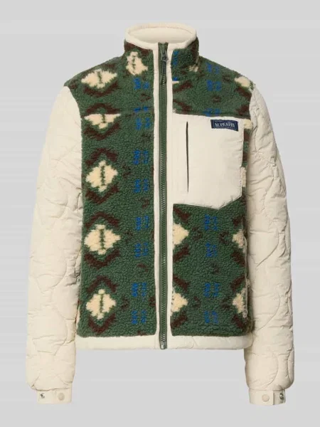 Kurtka z polaru z pikowaniem i detalem z logo Superdry beżowa