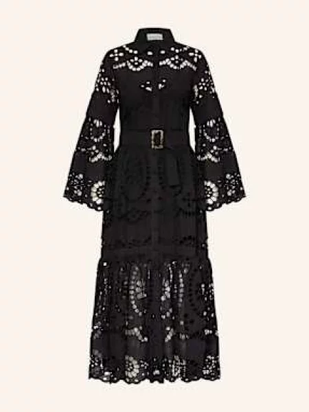 Miss June Sukienka Koszulowa Z Dziurkowanej Koronki schwarz czarna