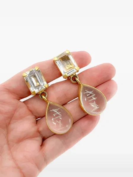 Auskarai Jennifer Gibson Jewellery su kristalais auksinė