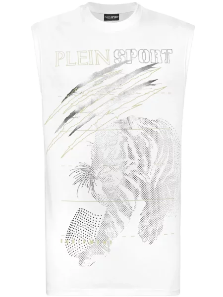 Риза Plein Sport с тигров принт бяло