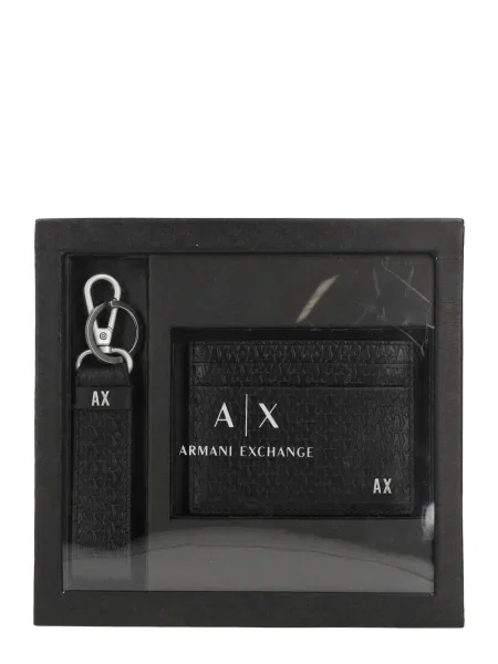 Armani Exchange bőr kártyatartó és kulcstartó fekete