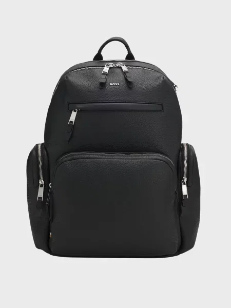 Шкіряний рюкзак Boss чорний