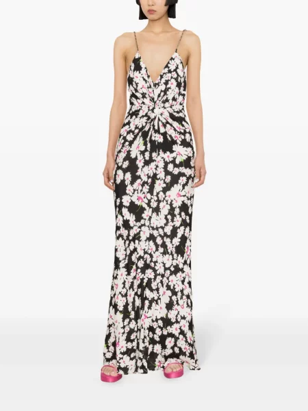 Gėlėtas raštuotas krepinis maxi suknele Msgm juoda