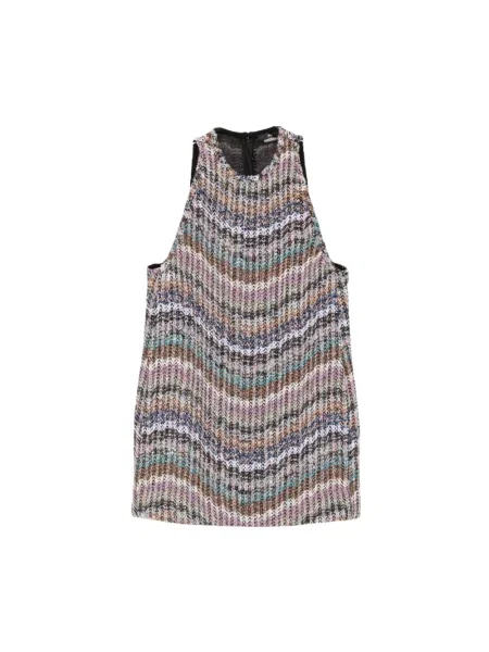 Sukienka mini Missoni z cekinami w jodełkę