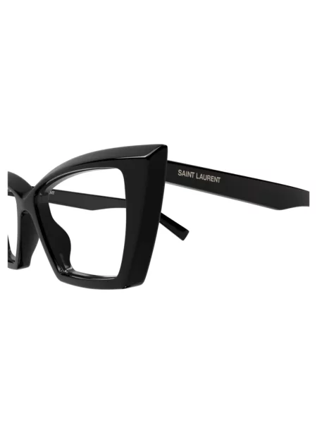 Lniane okulary przeciwsłoneczne Saint Laurent biznesowe czarne