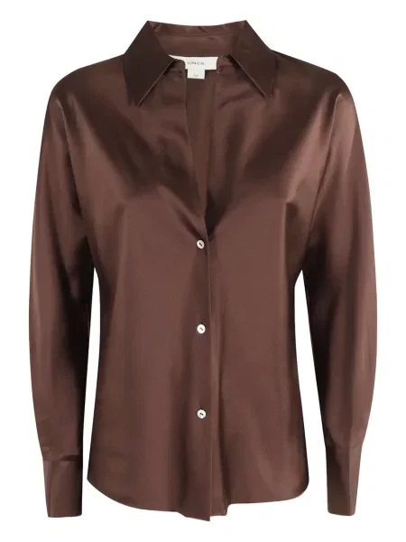 Cămașă Vince din satin lungă maro