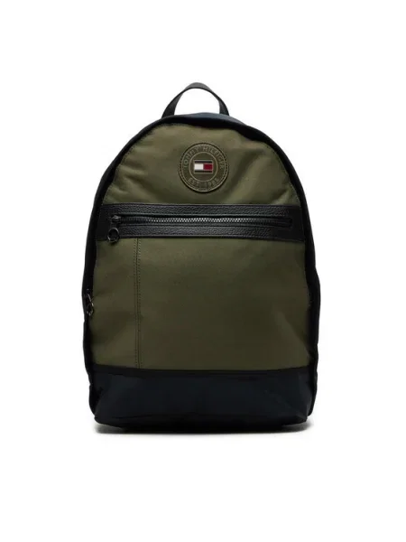 Раница Tommy Hilfiger зелено голям с изчистен дизайн каки