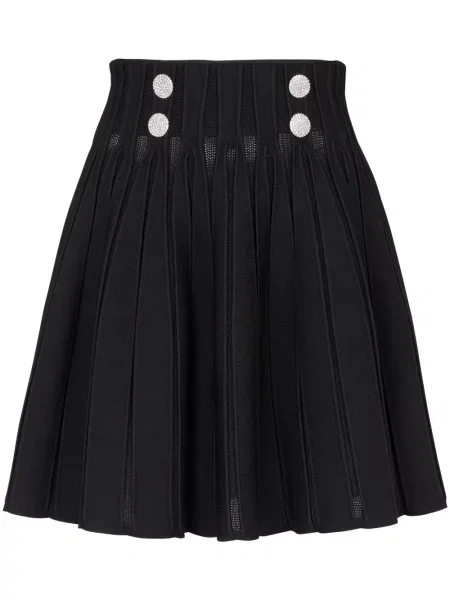 Fusta plisata Balmain tricotate plisată negru