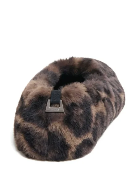 Papuci de casă Apparis fără toc cu model leopard maro