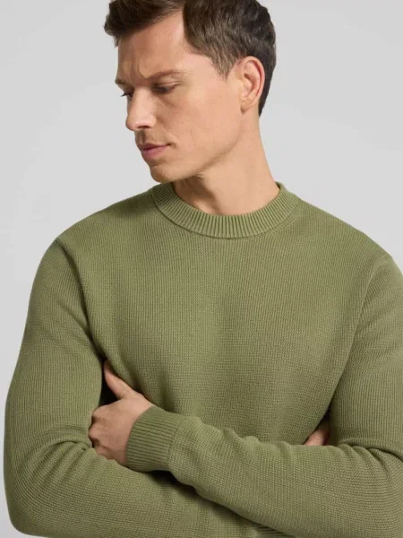 Sweter o kroju regular fit z czystej bawełny ekologicznej model ‘DANE’ Selected Homme oliwkowy