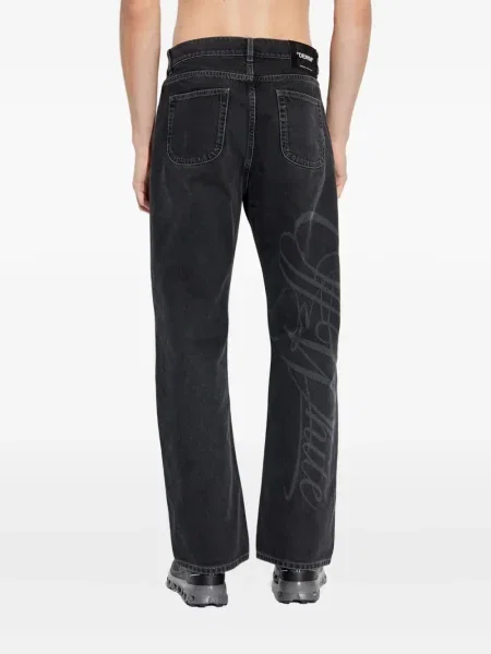 Blugi Off-white cu broderie alb