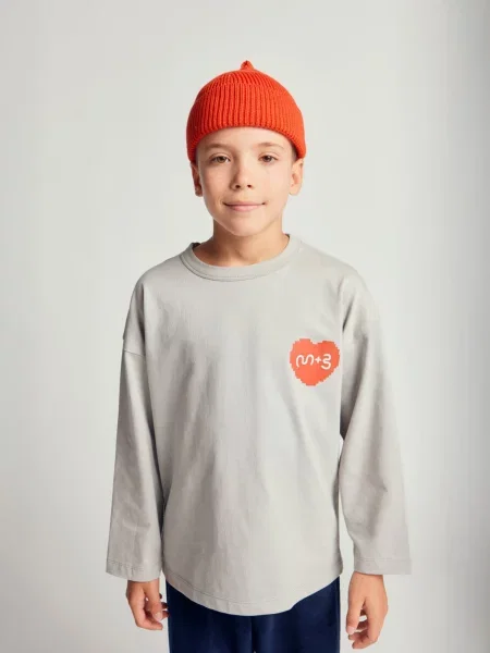 Maru + Bo Póló BASIC HEAVY-WEIGHT PIXEL HEART GRAPHIC T-SHIRT' szürke