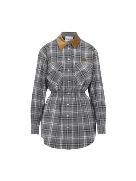 Sukienka koszulowa Miu Miu szara