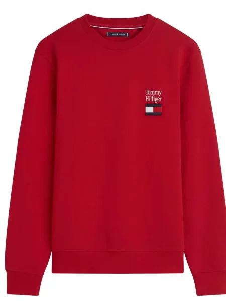 Pulover Tommy Hilfiger cu broderie roșu