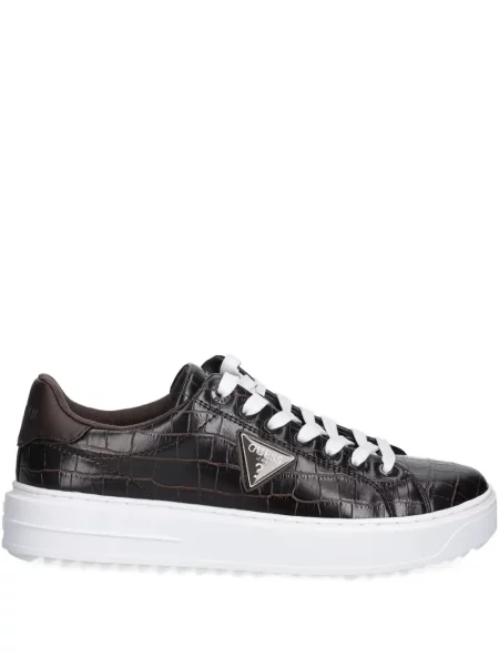 Sneakerși Guess cu autograf maro