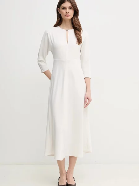 Sukienka midi z wycięciem w kształcie łezki beżowa