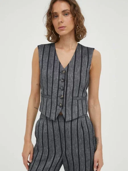 Telovnik z mešanico lana Day Birger et Mikkelsen črna