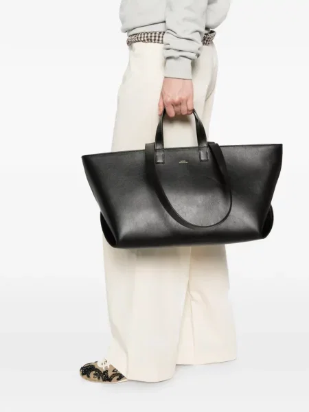 Geantă shopper A.p.c. din piele negru