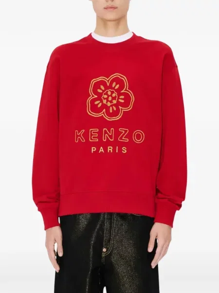 Hanorac Kenzo cu broderie cu model floral roșu