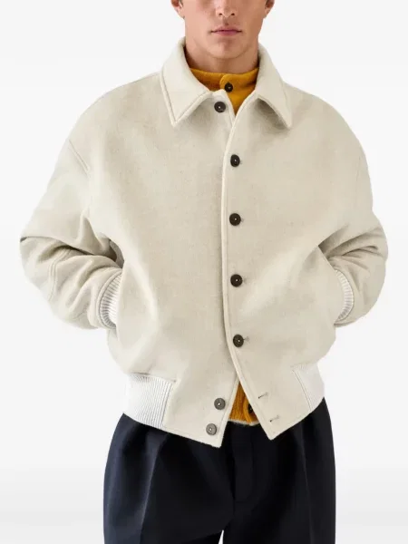 Geacă bomber Jacquemus din fetru alb