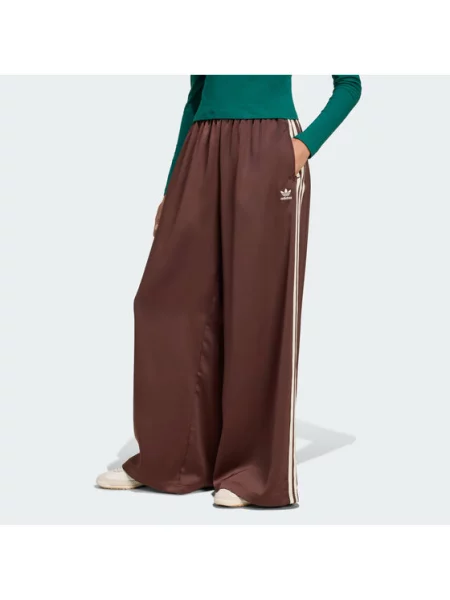 Adidas Долнище анцуг adicolor Satin Wide Leg кафяв