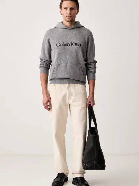 Calvin Klein mikina s kapucňou pánska sivá