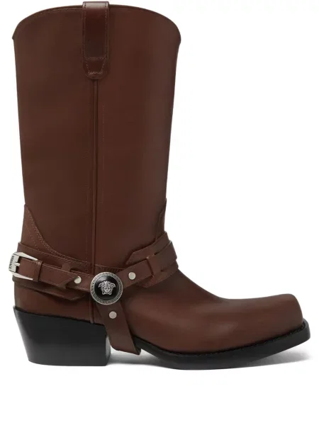 Botine Versace din piele cowboy maro