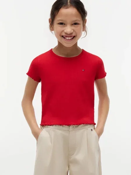 Tommy Hilfiger majica za djecu s pamukom crvena