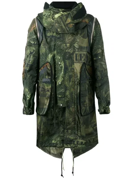 Geacă Givenchy cu glugă cu imagine verde