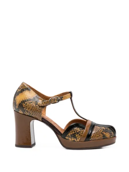 Pantofi cu toc Chie Mihara cu model piele de șarpe maro