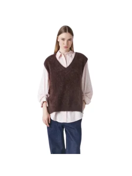 Kamizelka Absolut Cashmere z kaszmiru z dekoltem w serek brązowa