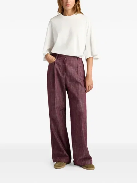 Pantaloni Momoni plisate cu picior lat violet