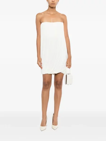 Rochie mini Alex Perry drapată fără bretele alb