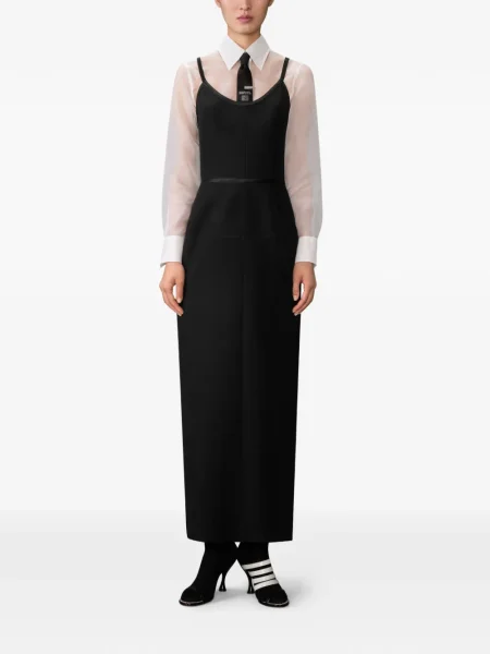Rochie maxi Thom Browne din satin de costum negru
